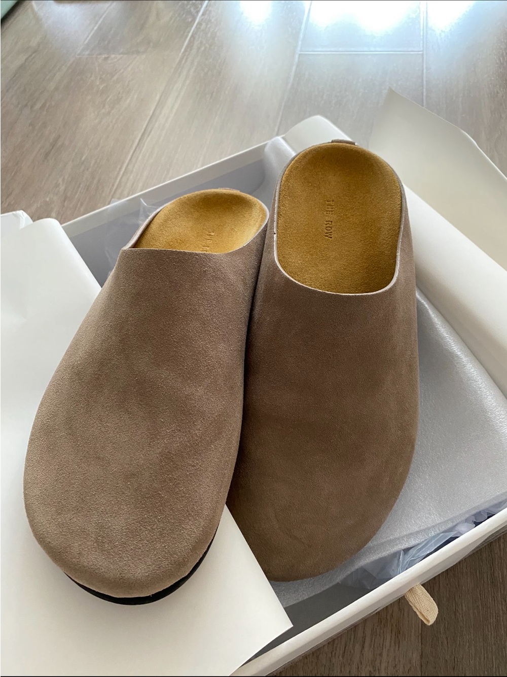 The Row Women's Suede Slip-On Clog - Taupe Brown